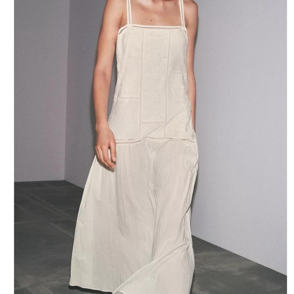 Zara Cream Long Sleeve Dress